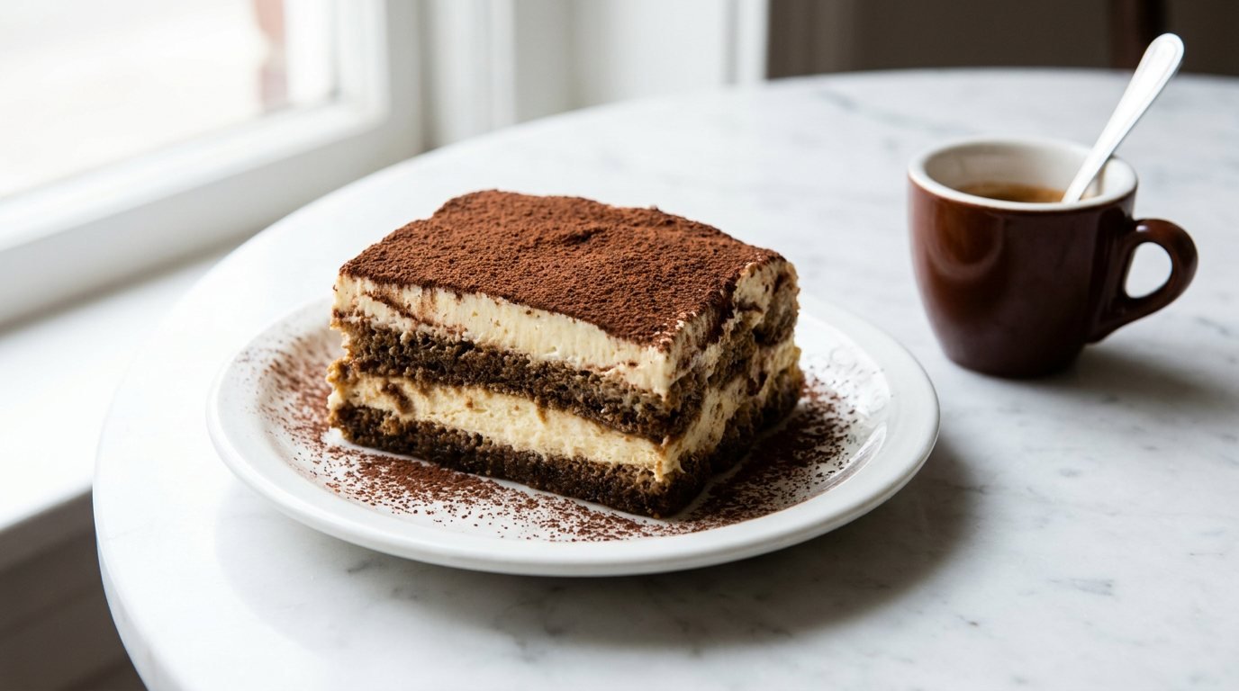 Authentic Tiramisu Recipe – Private Chef Puerto Vallarta Classic Italian tiramisu dusted with cocoa served with espresso