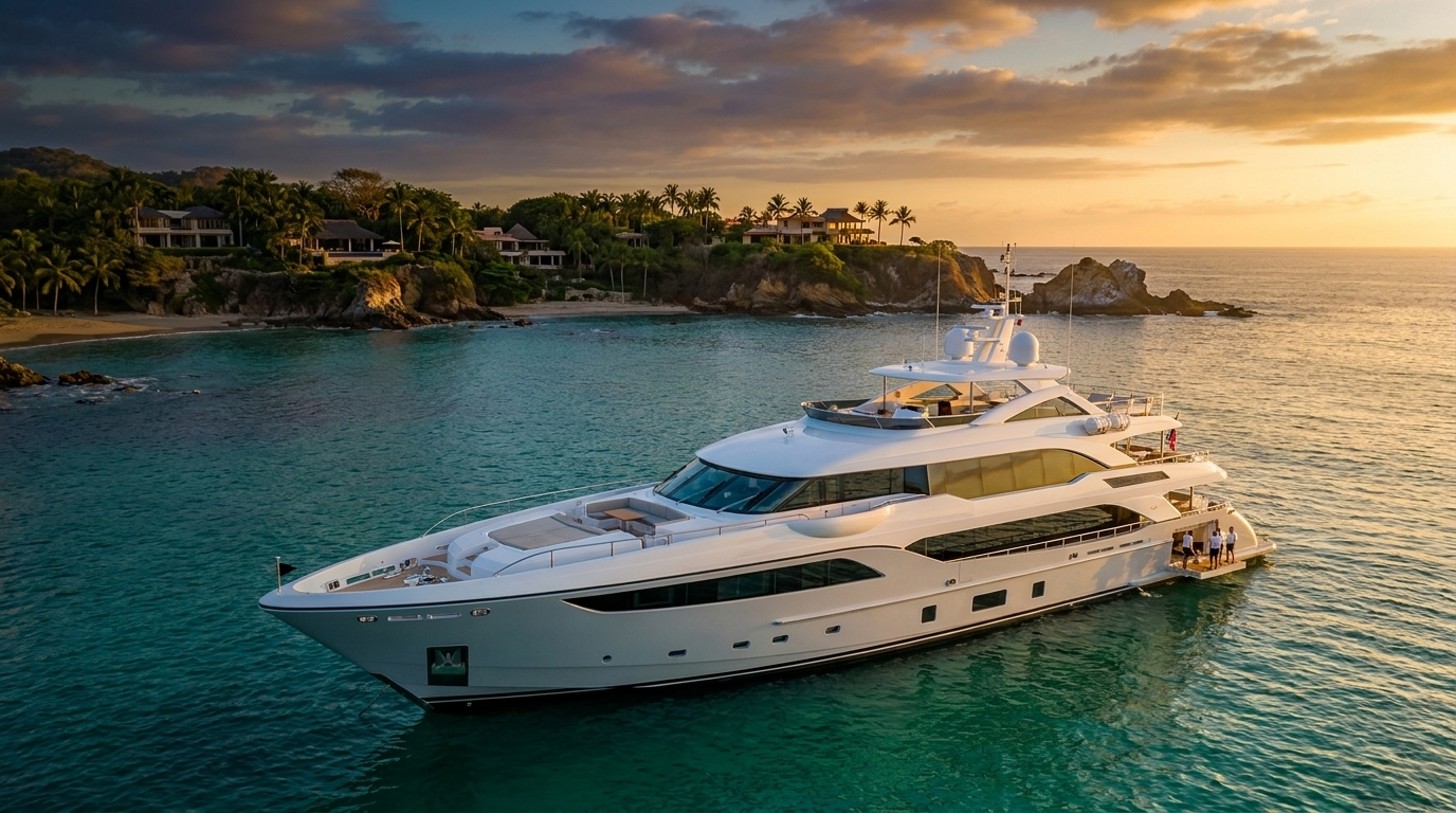 Private yacht charter anchored off Punta Mita on Banderas Bay
